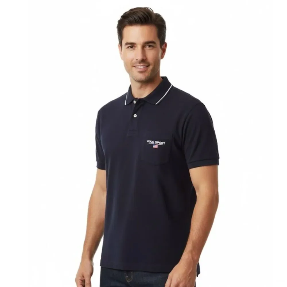 Ralph Lauren Polo Sport Golf Shirt Black Pullover Mens Size M